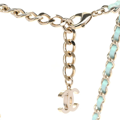 Chanel Metal Lambskin Lock Double Necklace Iridescent Blue 5 of 6