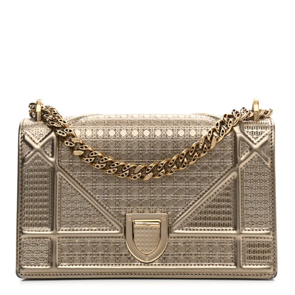 Christian Dior Metallic Patent Micro-Cannage Mini Diorama Flap Bag Gold 1 of 9