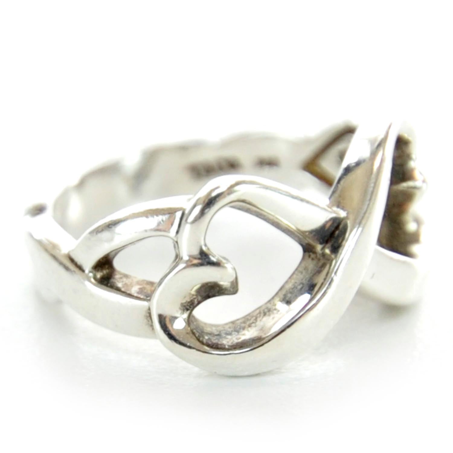 Tiffany Sterling Silver Paloma Picasso Double Loving Heart Ring 8 2 of 6