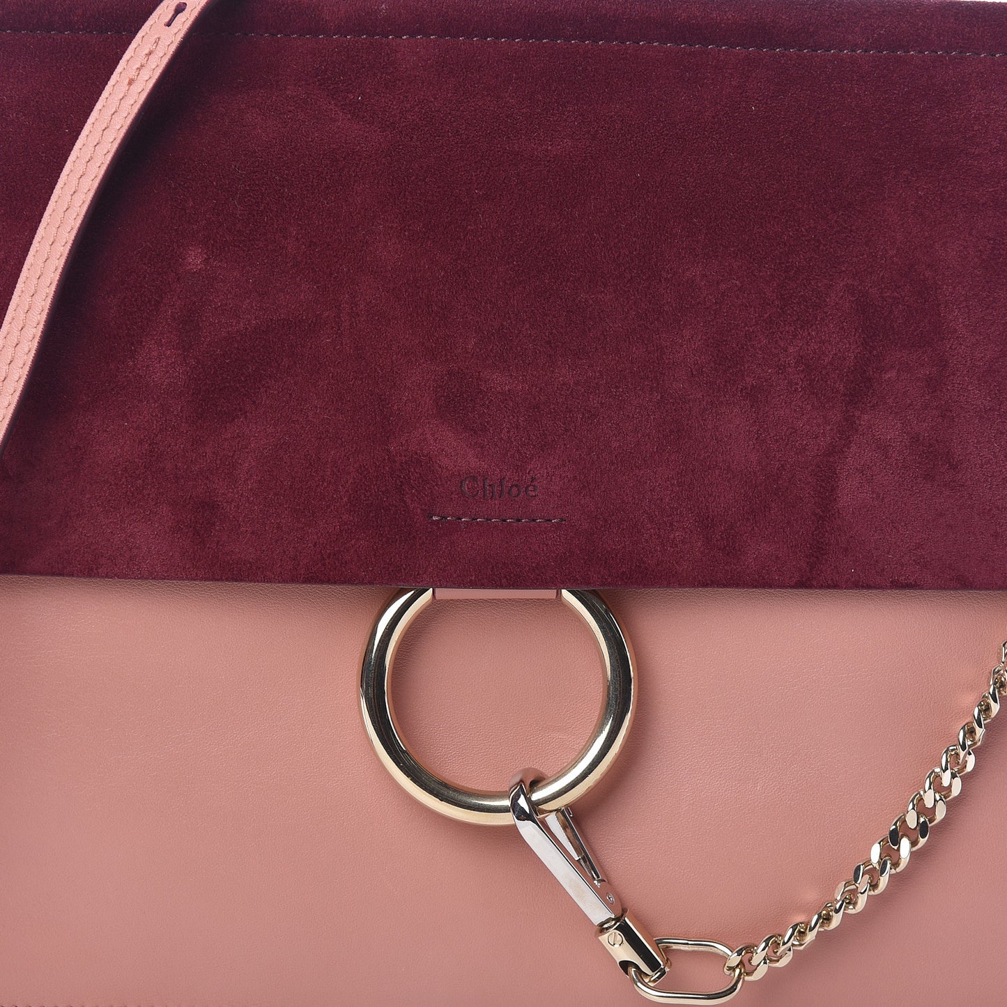 Calfskin Suede Medium Faye Shoulder Bag Misty Rose Dark Purple