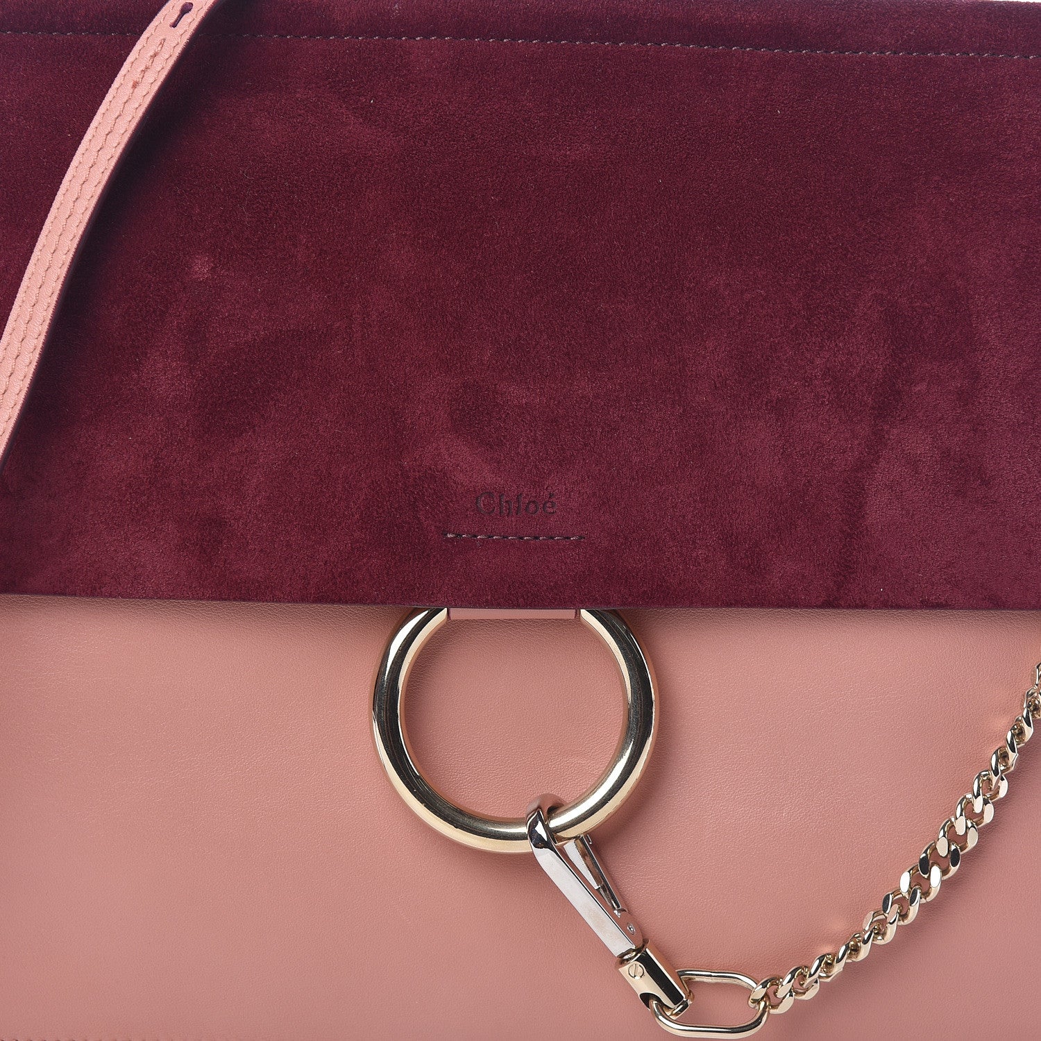 Chloe Calfskin Suede Medium Faye Shoulder Bag Misty Rose Dark Purple 7 of 9