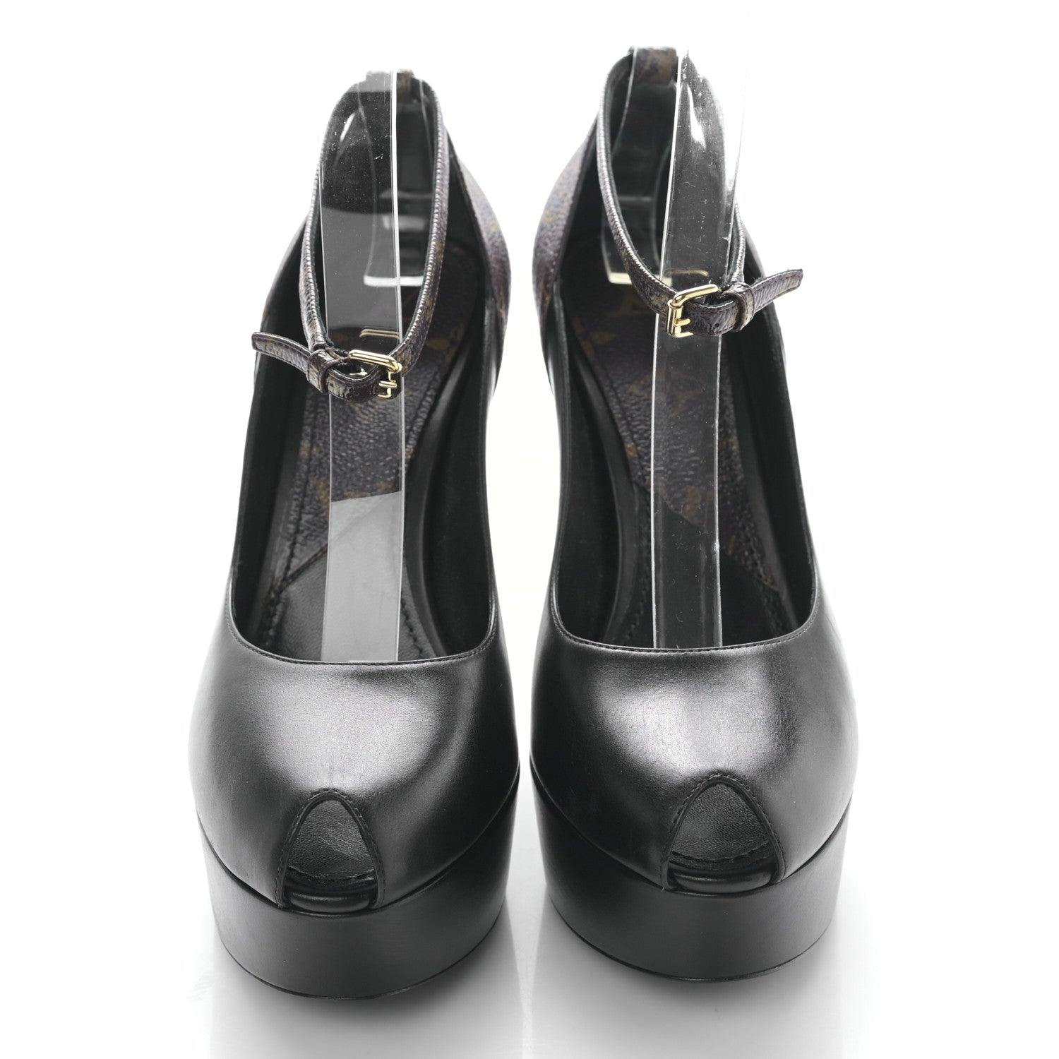 Louis Vuitton Calfskin Monogram Afterglow Platform Pumps 39 Black 2 of 7