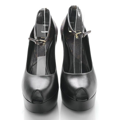 Louis Vuitton Calfskin Monogram Afterglow Platform Pumps 39 Black 2 of 7