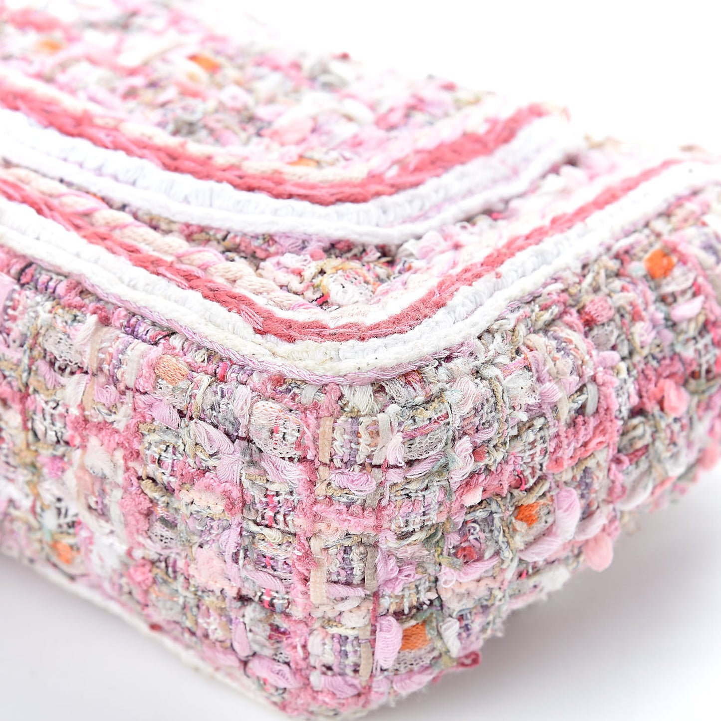 Tweed Braid Mini Flap White Pink