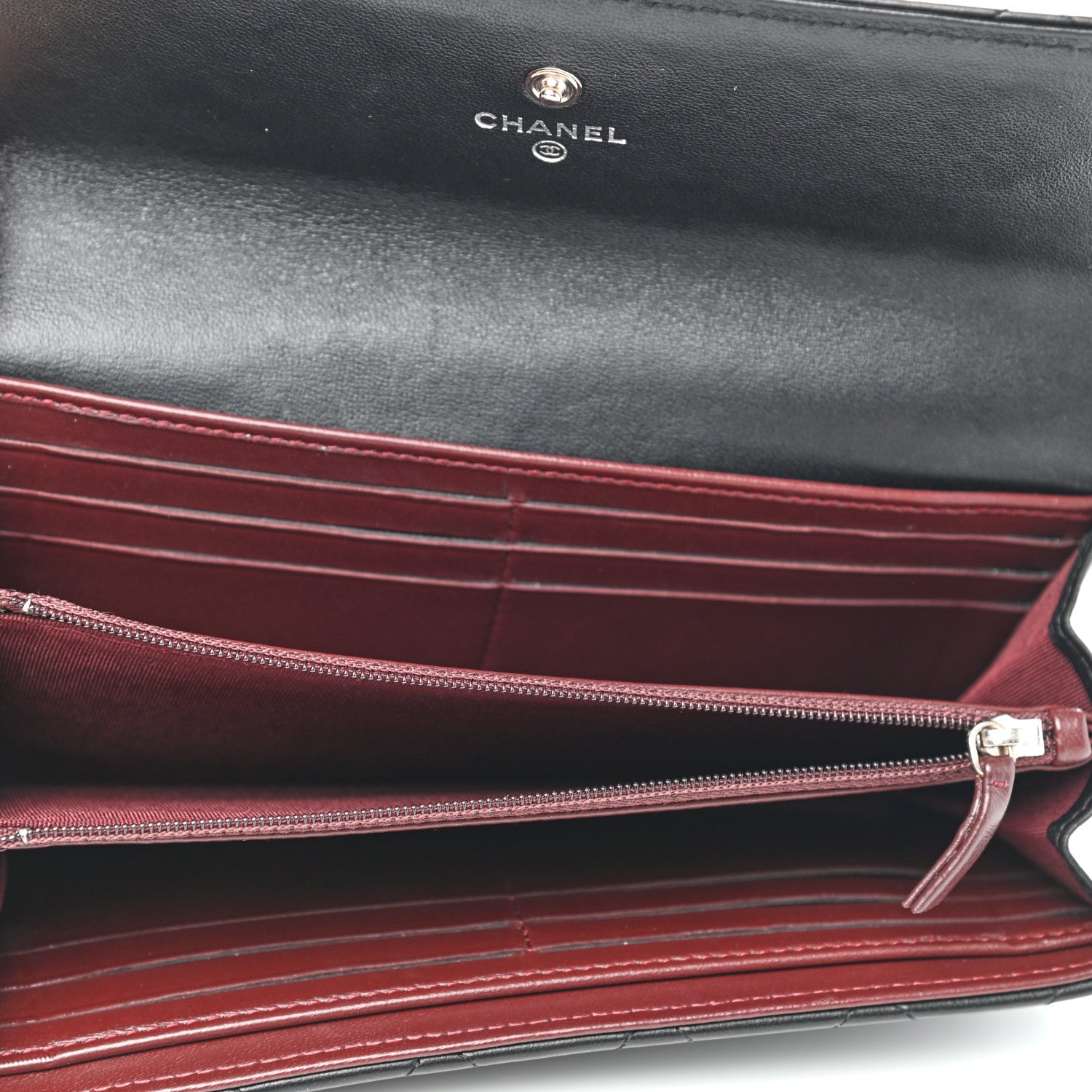 Chanel Lambskin Quilted Long Flap Wallet Black 5 of 8