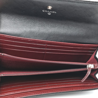 Chanel Lambskin Quilted Long Flap Wallet Black 5 of 8