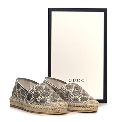 Gucci Lame Nappa GG Monogram Espadrilles 39.5 Silver Beige 9 of 9