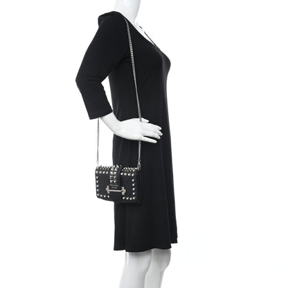 Prada Saffiano City Calf Studded Cahier Belt Bag Black 2 of 9
