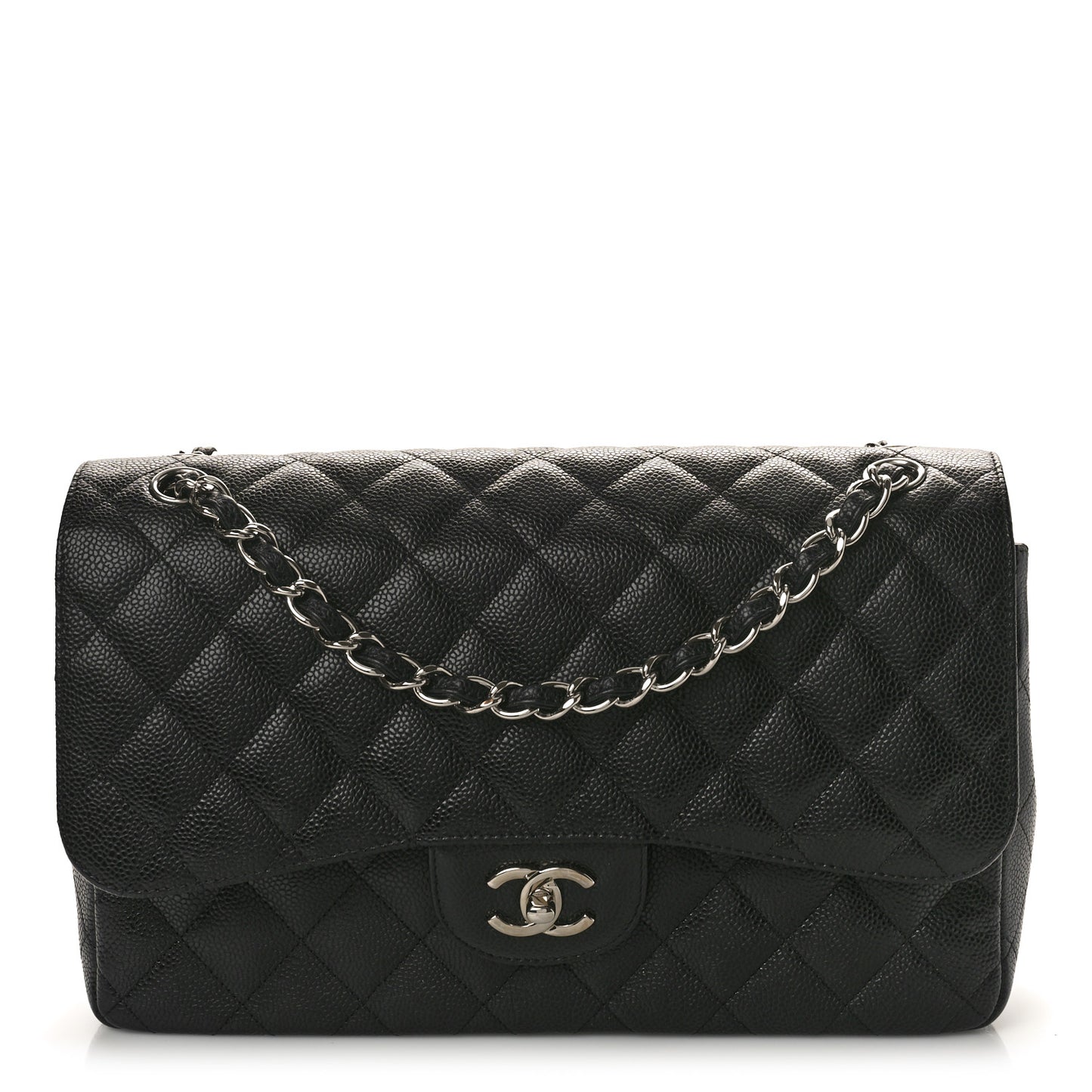 Caviar Quilted Jumbo Double Flap Black