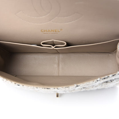 Chanel Tweed Quilted Jumbo Double Flap Beige 5 of 12