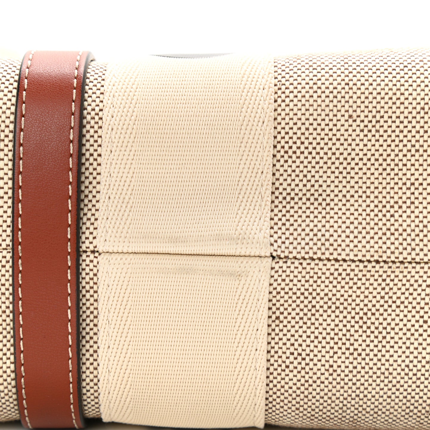 Cotton Calfskin Medium Woody Ribbon Tote White Brown