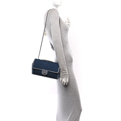 Chanel Denim Quilted Medium Graphic Flap Light Blue 2 of 13