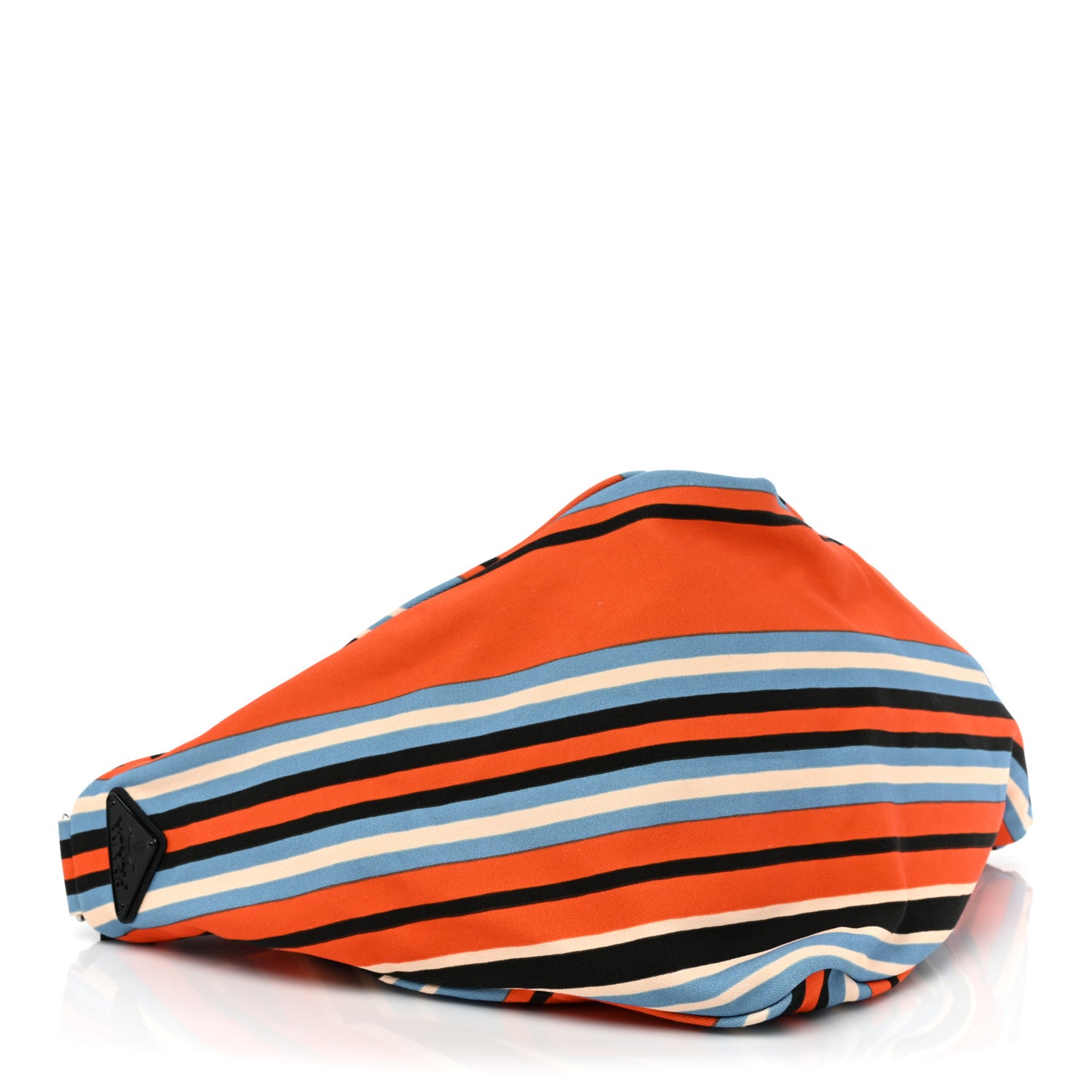 Canvas Logo Embossed Striped Large Triangle Shoulder Bag Arancio