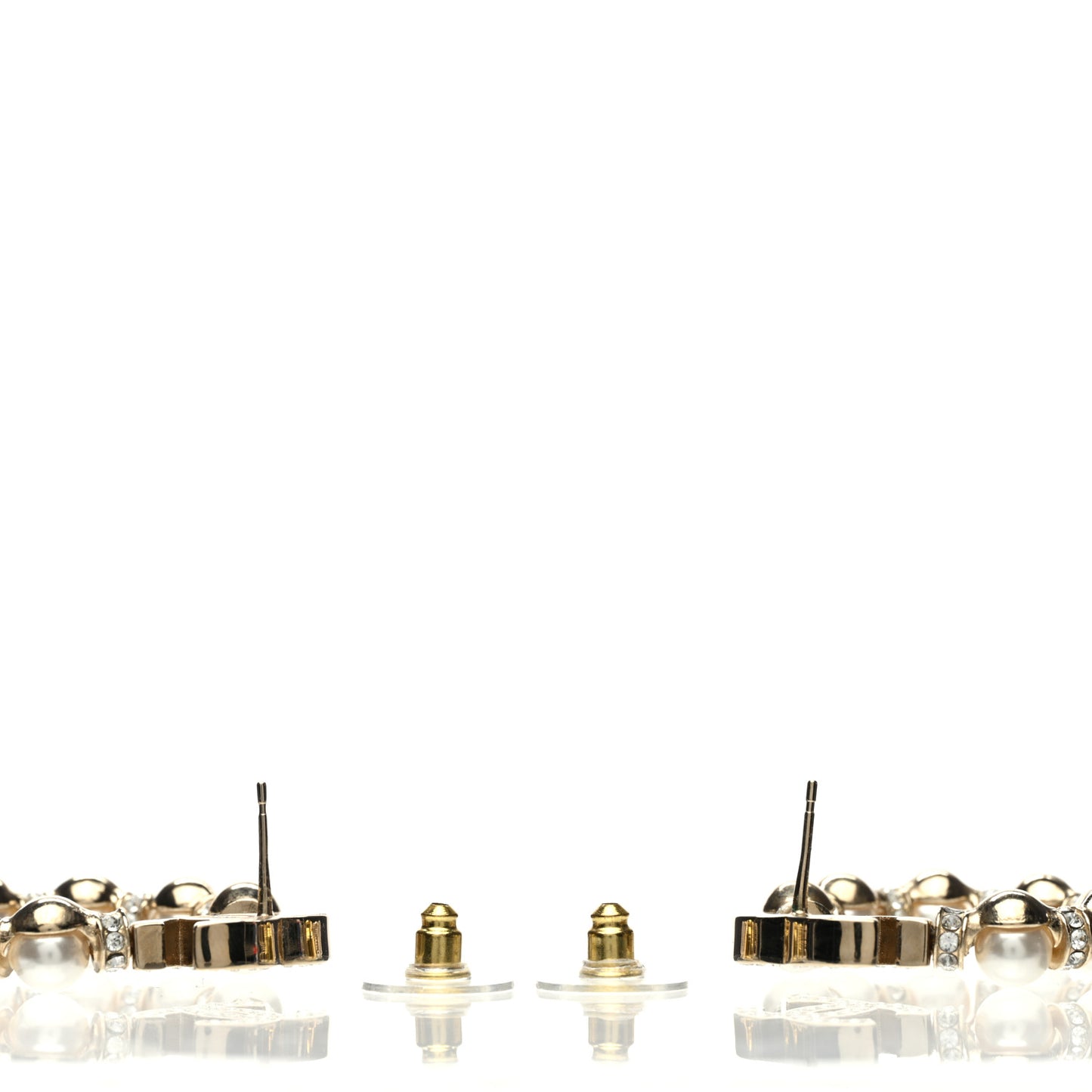 Crystal Pearl CC Hoop Earrings Gold Pearly White