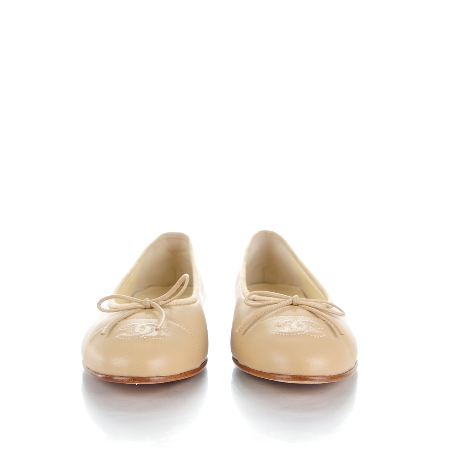 Lambskin Cap Toe CC Ballerina Flats 37 Light Beige