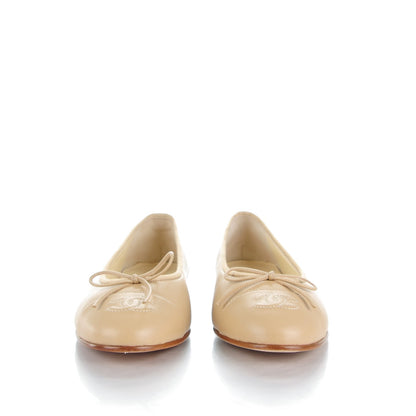 Chanel Lambskin Cap Toe CC Ballerina Flats 37 Light Beige 2 of 8
