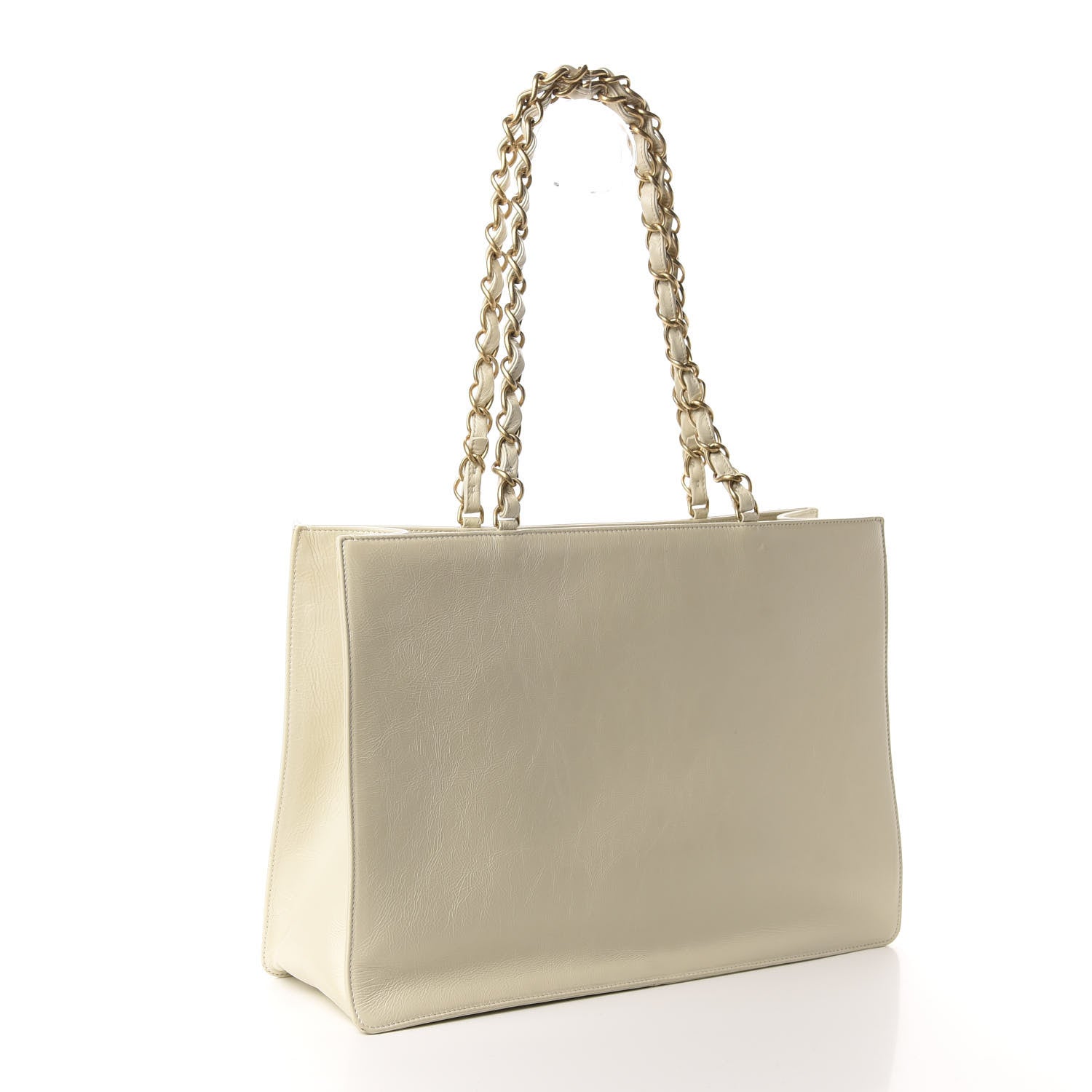 Chanel Glazed Aged Calfskin CC Tote White 3 of 18
