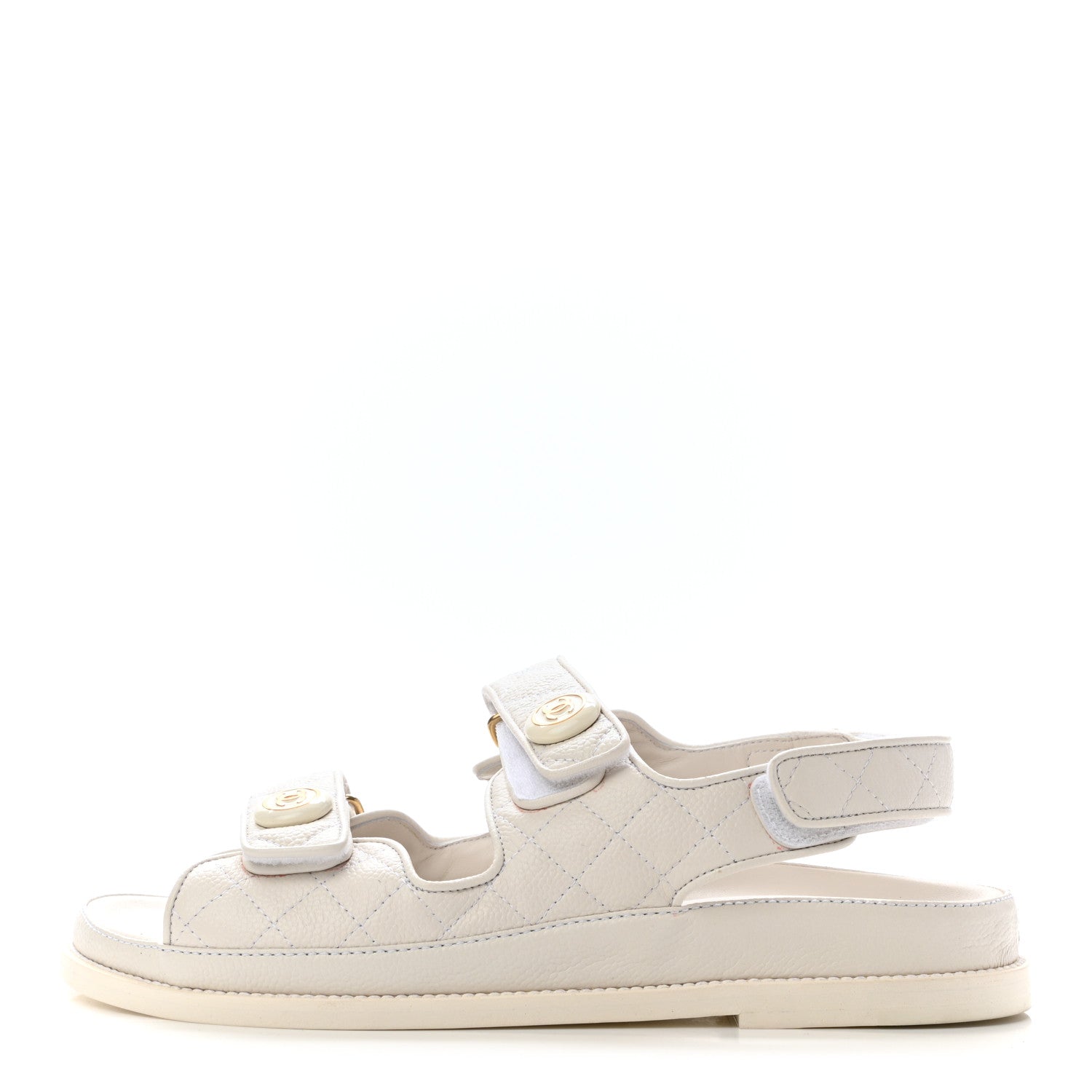 Chanel Grained Calfskin Velcro Dad Sandals 40 White 1 of 10