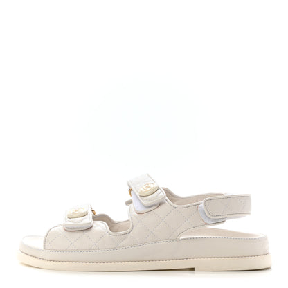 Chanel Grained Calfskin Velcro Dad Sandals 40 White 1 of 10