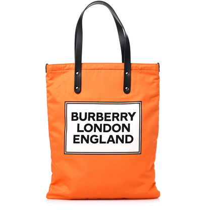 Burberry Nylon London England Print Logo Flat Tote Orange 1 of 7