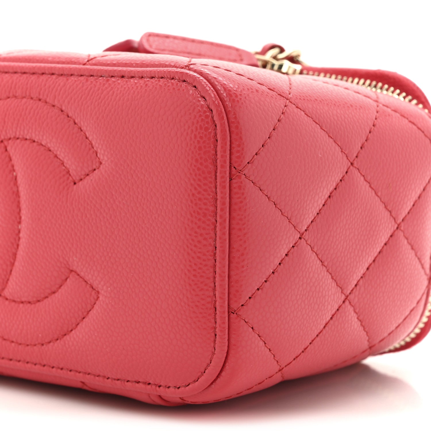 Chanel Caviar Quilted Small Vanity Case With Chain Red 10 of 11