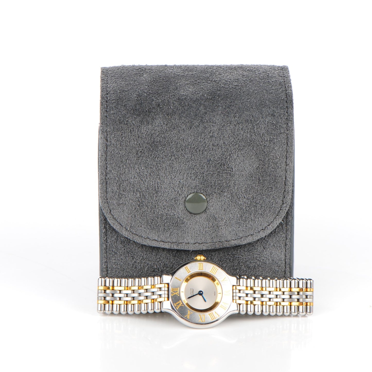 Stainless Steel 18K Yellow Gold 28mm Must De 21 Bullet Link Quartz Watch