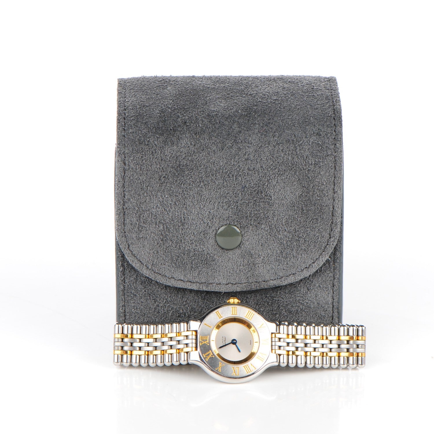 Cartier Stainless Steel 18K Yellow Gold 28mm Must De 21 Bullet Link Quartz Watch 8 of 8