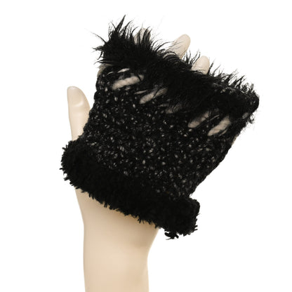 Chanel Tweed Fingerless Gloves Black 2 of 5
