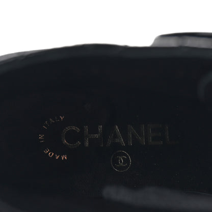 Chanel Shiny Calfskin Quilted Lace Up Combat Boots 37 Black 8 of 9