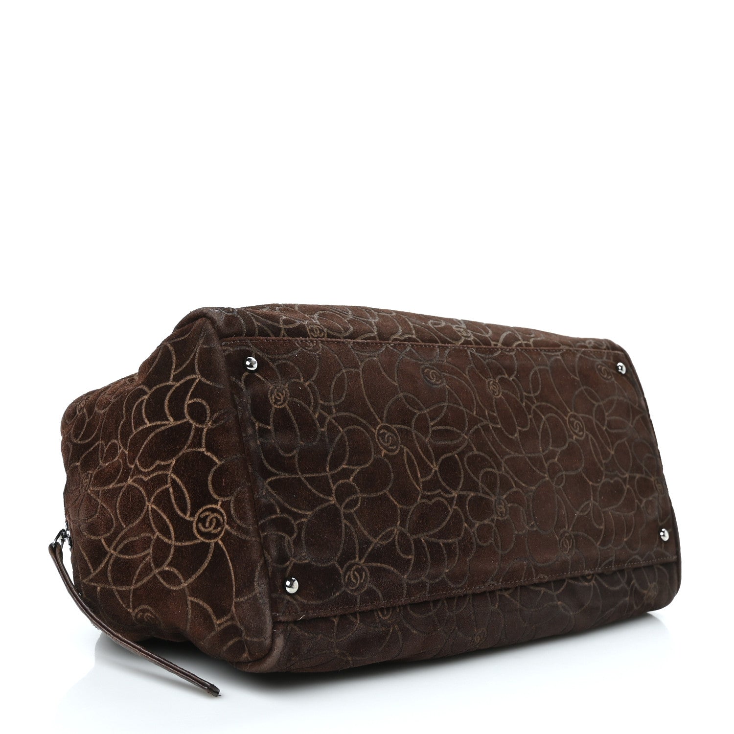 Chanel Suede Camellia Bowler Brown 4 of 12