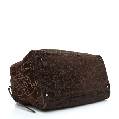 Chanel Suede Camellia Bowler Brown 4 of 12