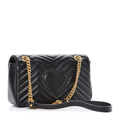 Gucci Calfskin Matelasse Small GG Marmont Shoulder Bag Black 3 of 13