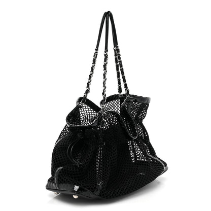 Chanel Patent Net Large La Madrague Tote Black 4 of 16