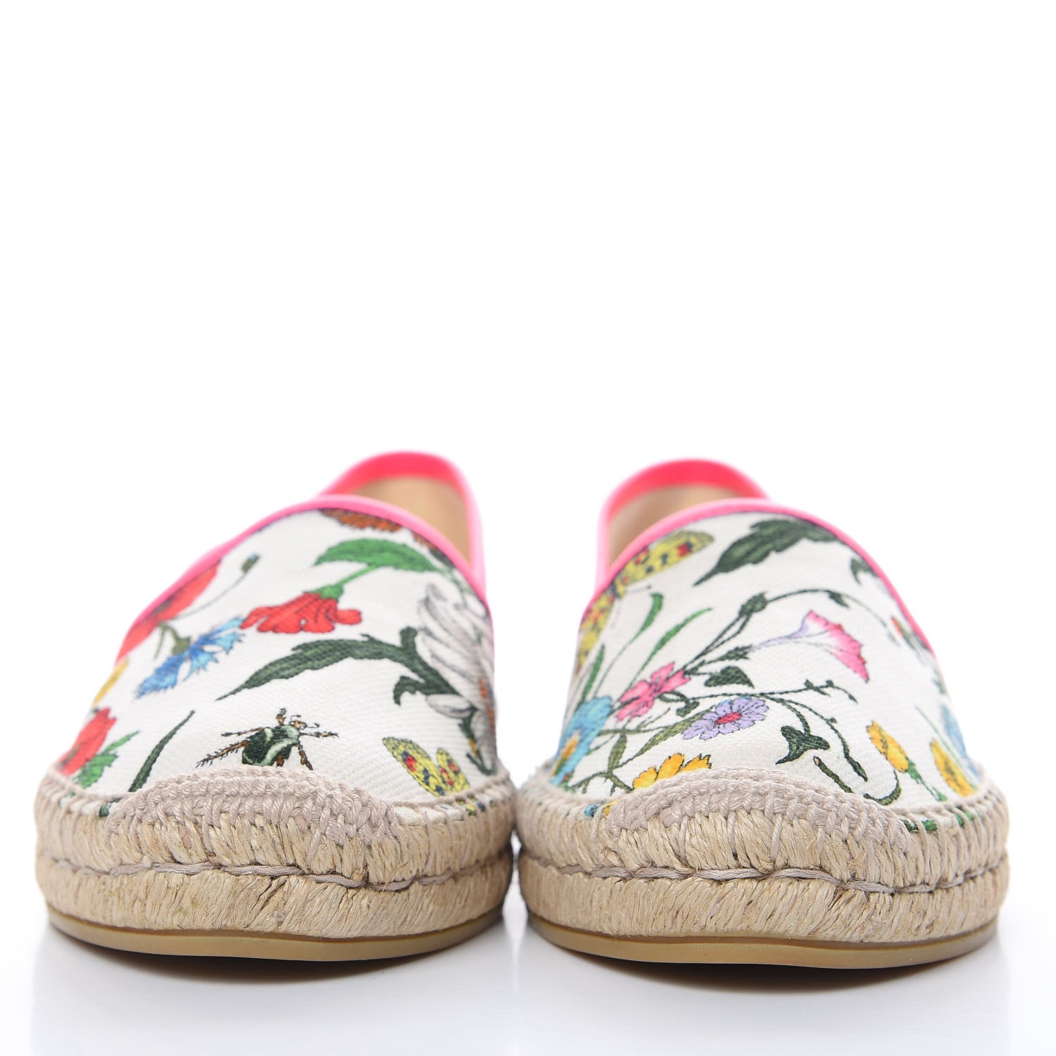 Gucci Canvas Flora Print Espadrilles 39 White Multicolor Fuxia 2 of 8
