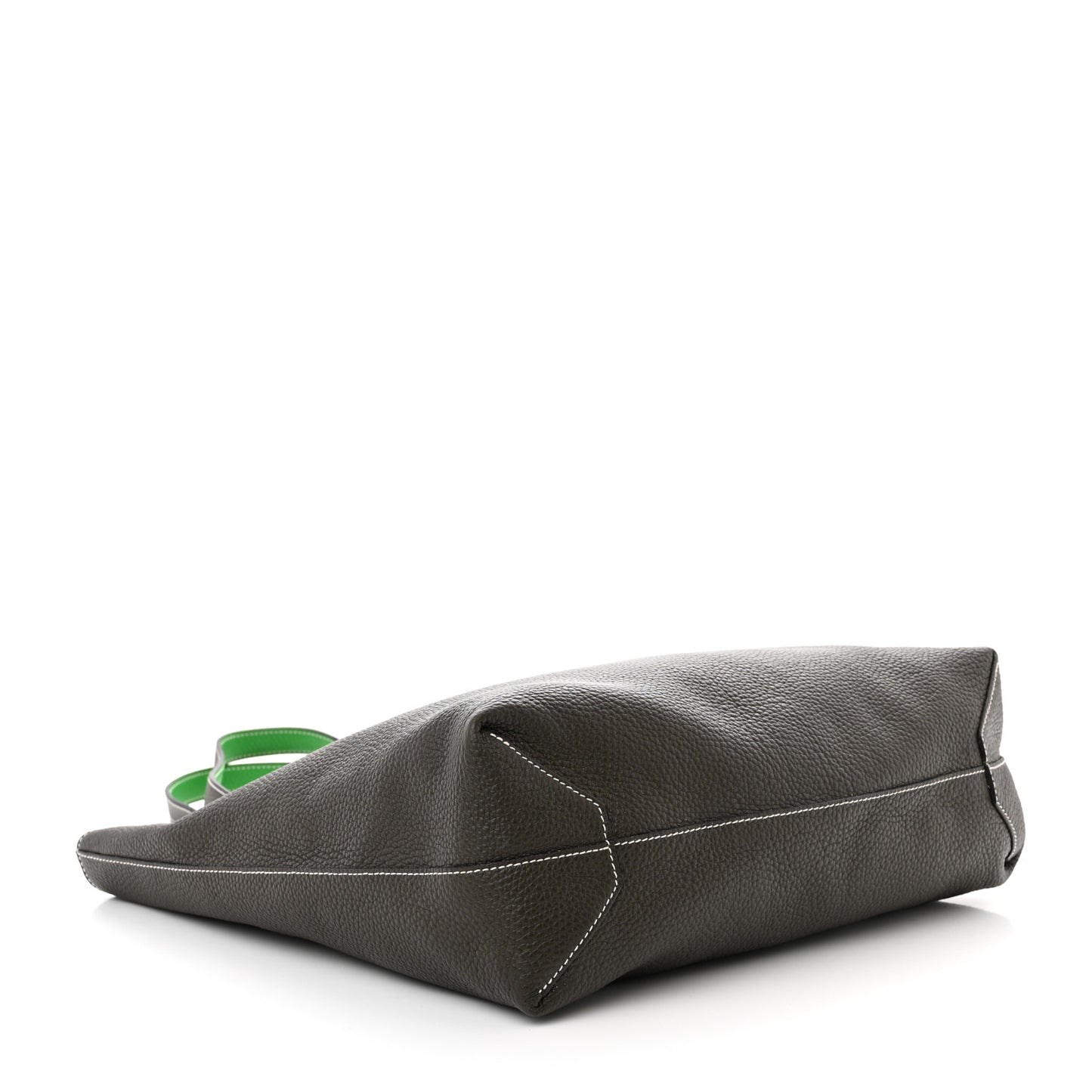 Taurillon Clemence Double Sens 36 Reversible Tote Vert De Gris Bamboo