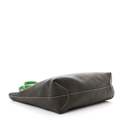 Hermes Taurillon Clemence Double Sens 36 Reversible Tote Vert De Gris Bamboo 6 of 17