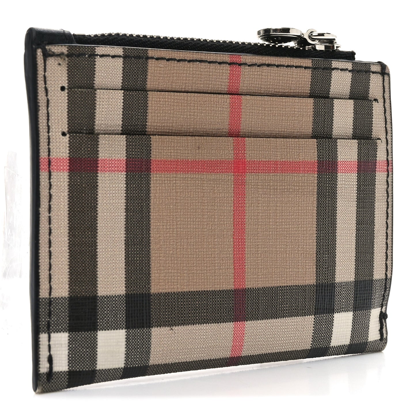 Canvas Vintage Check Zip Card Holder Black