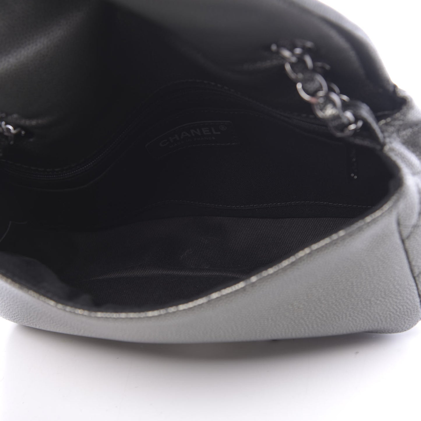 Metallic Caviar Medium Timeless CC Flap Dark Silver