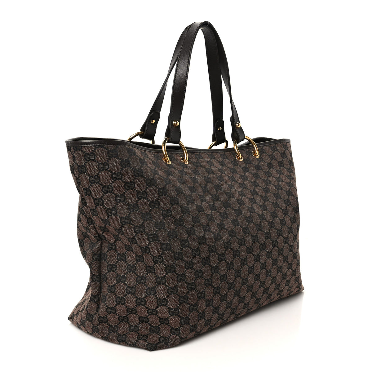 Monogram Denim Large Tote Brown