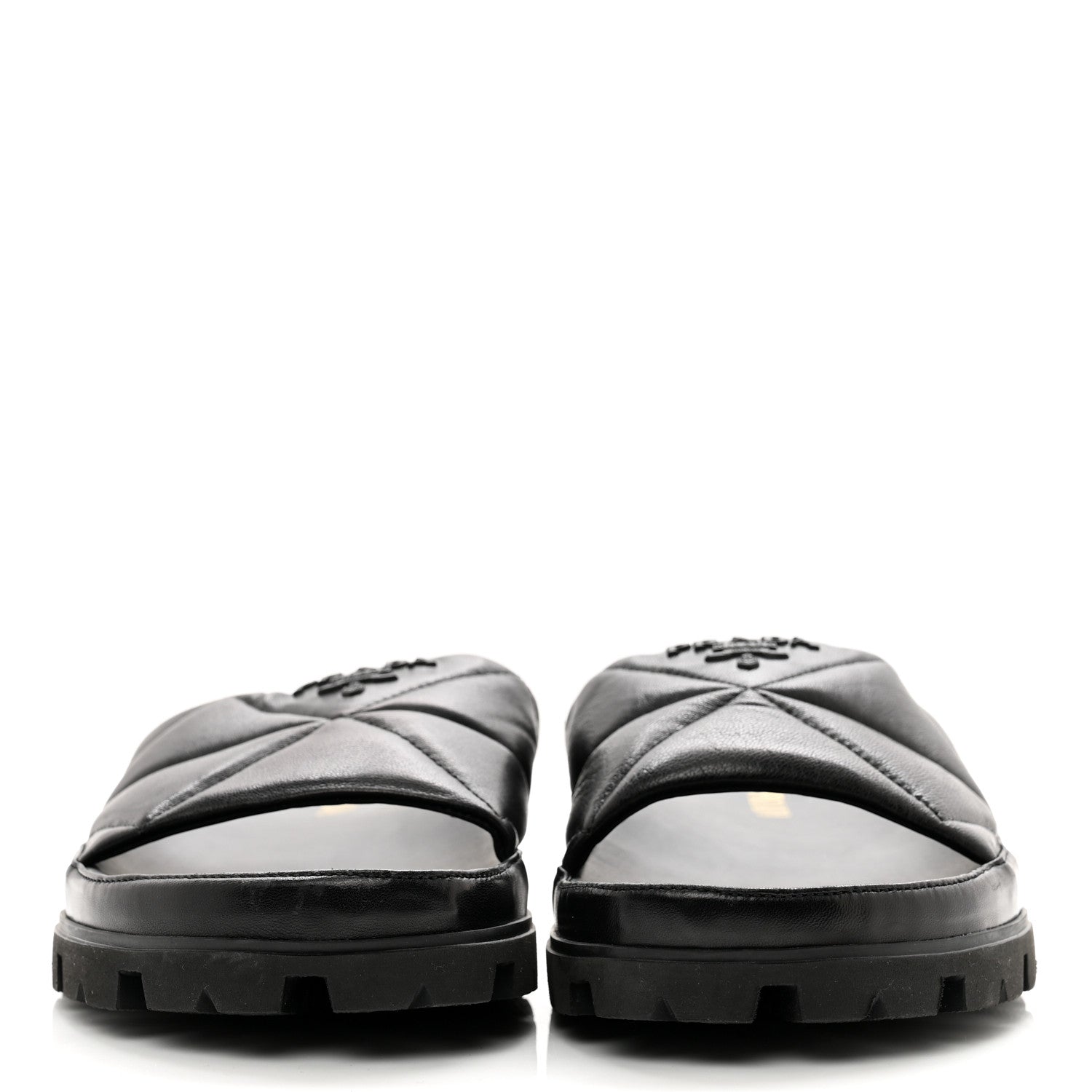 Prada Nappa Logo Quilted Slide Sandals 39 Black 2 of 8