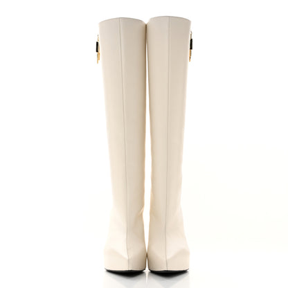 Givenchy Calfskin G Lock 80 Wedge Knee High Boots 38 Ivory 2 of 17