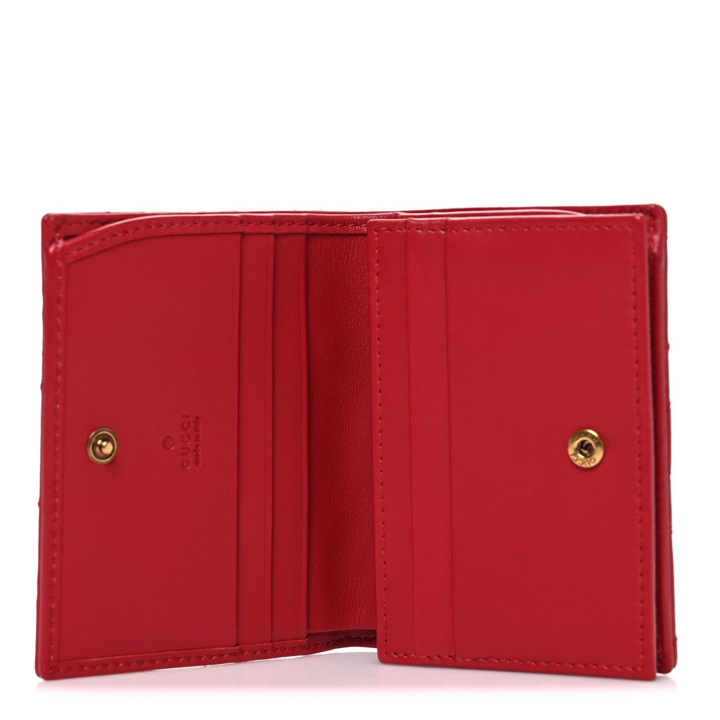 Calfskin Matelasse GG Marmont Card Case Wallet Hibiscus Red