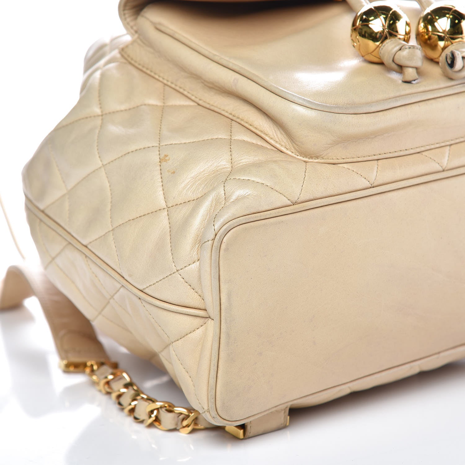 Chanel Lambskin Quilted Drawstring Backpack Beige 12 of 17
