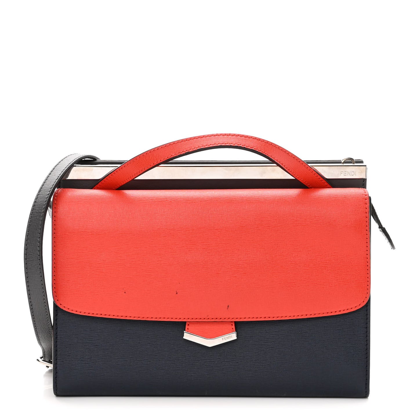 Vitello Elite Flamingo Colorblock Demi Jour Shoulder Bag Papavero Multicolor Asfalto