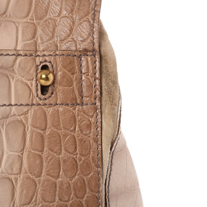 Saint Laurent Nubuck Croc Embossed Large Muse Two Beige 16 of 20