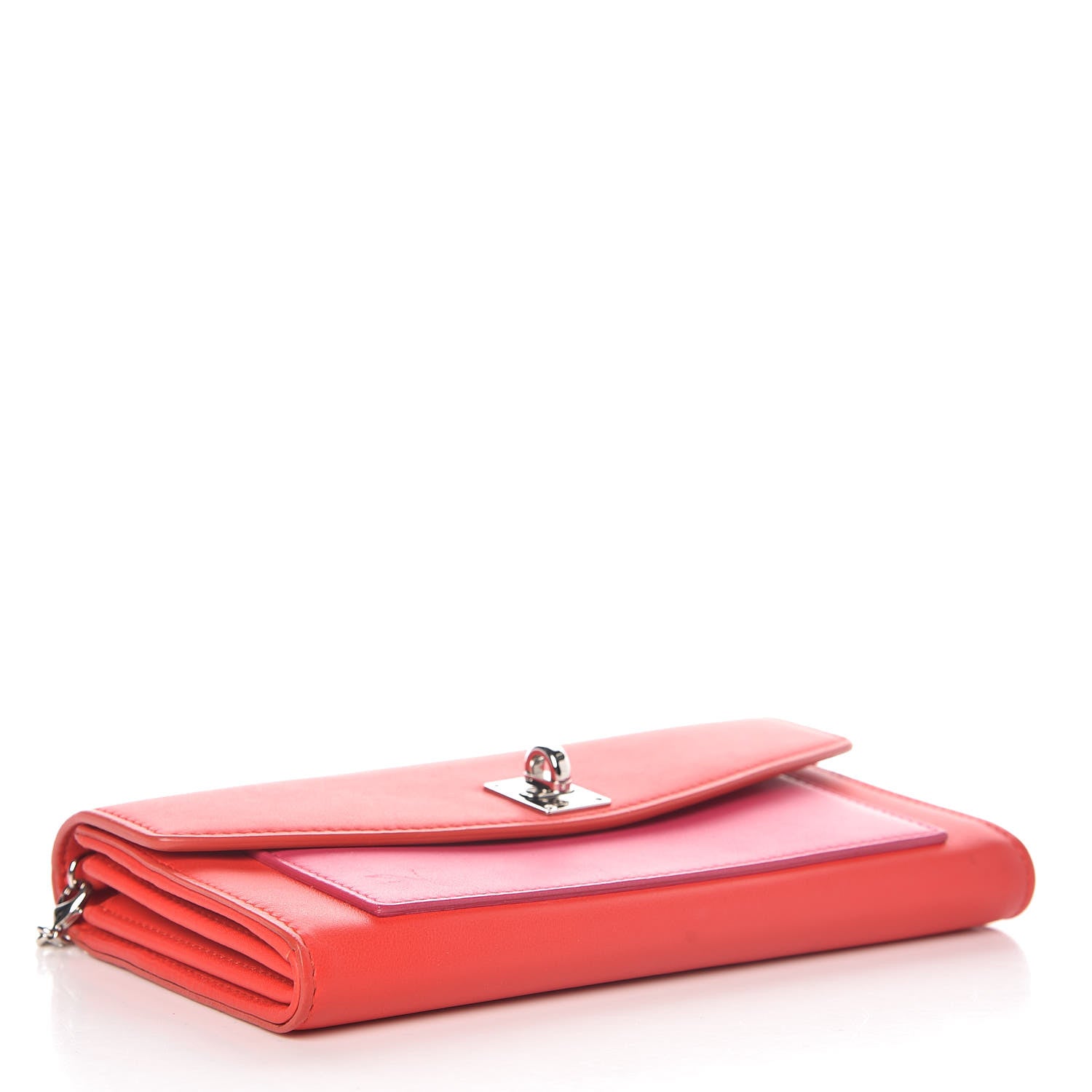 Christian Dior Calfskin Bi-Color Wallet On Chain Red Pink 4 of 12
