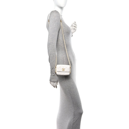 Chanel Calfskin Quilted About Pearls Card Holder Flap With Chain White 2 of 10