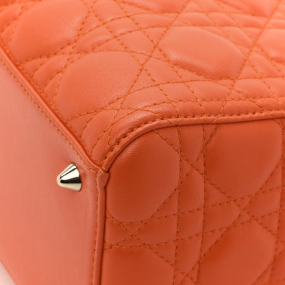Christian Dior Lambskin Cannage Medium Lady Dior Orange 11 of 12
