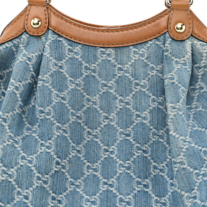 Gucci Denim Monogram Medium Sukey Tote Blue 9 of 15
