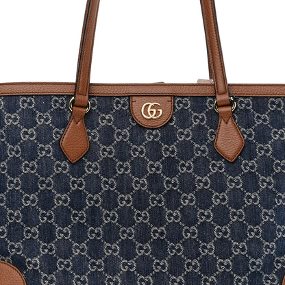 Gucci New Denim GG Monogram Medium Ophidia Shopping Tote Blue Tea Cuir 8 of 10